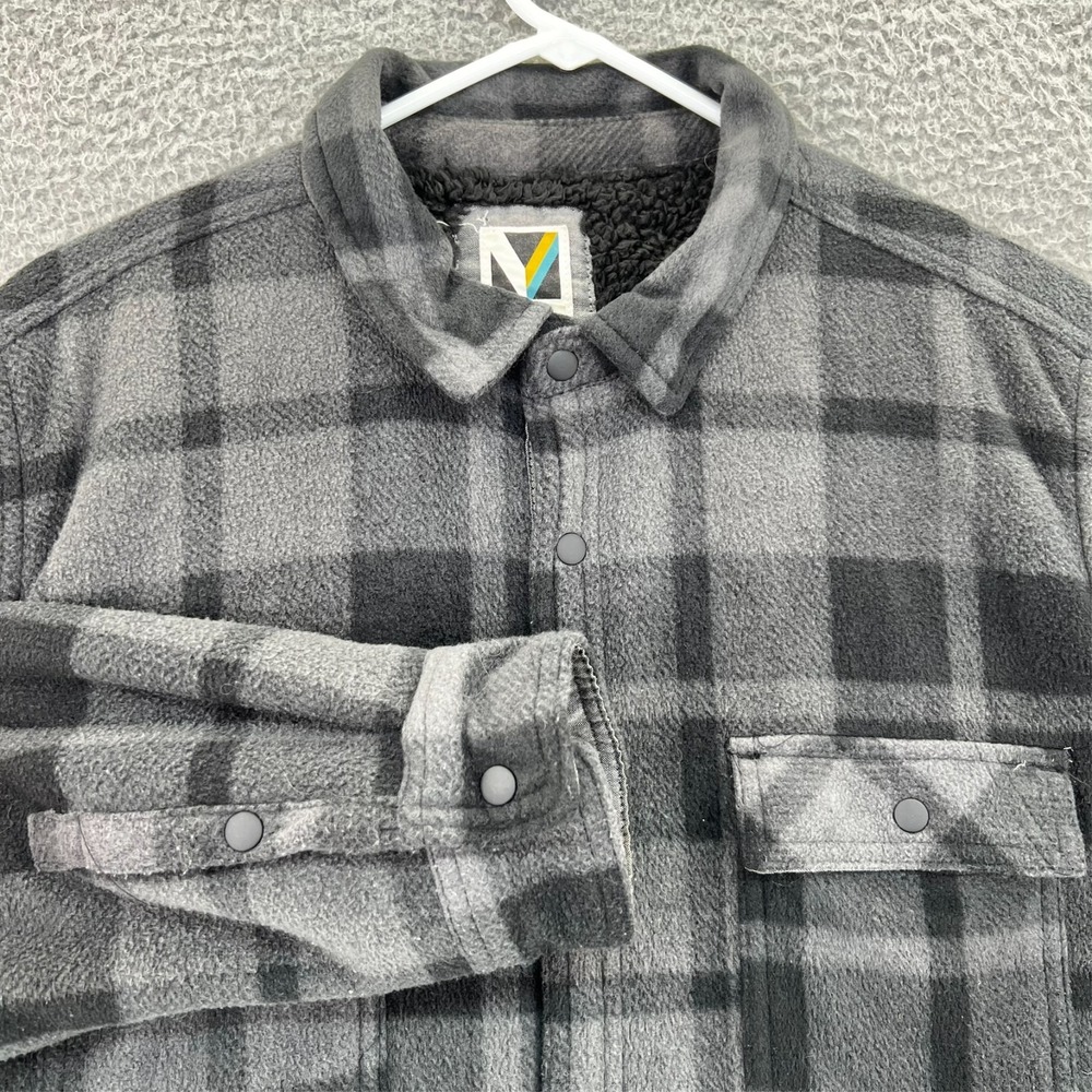 VOYAGER Sherpa‎ Lined Polar Fleece Shacket Plaid Men Medium Button Up